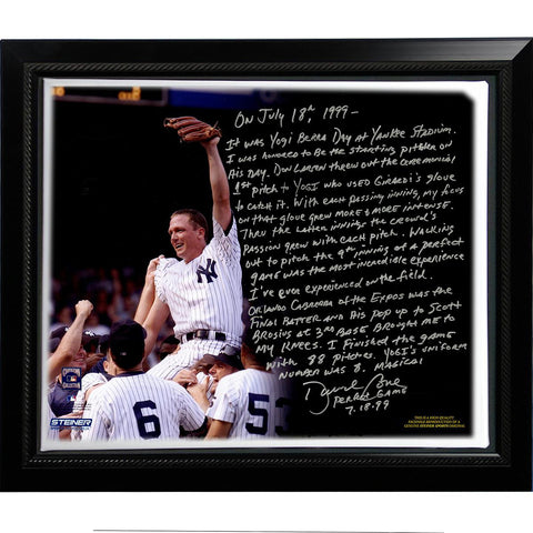 David Cone Facsimile Yogi Berra Day Perfect Game Framed Stretched 22x26 Story Canvas