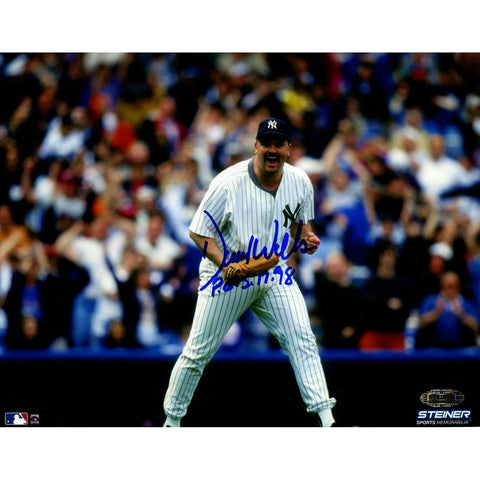 David Wells Signed Fist Pump 8x10 Photo w P.G. 5.17.98 insc.