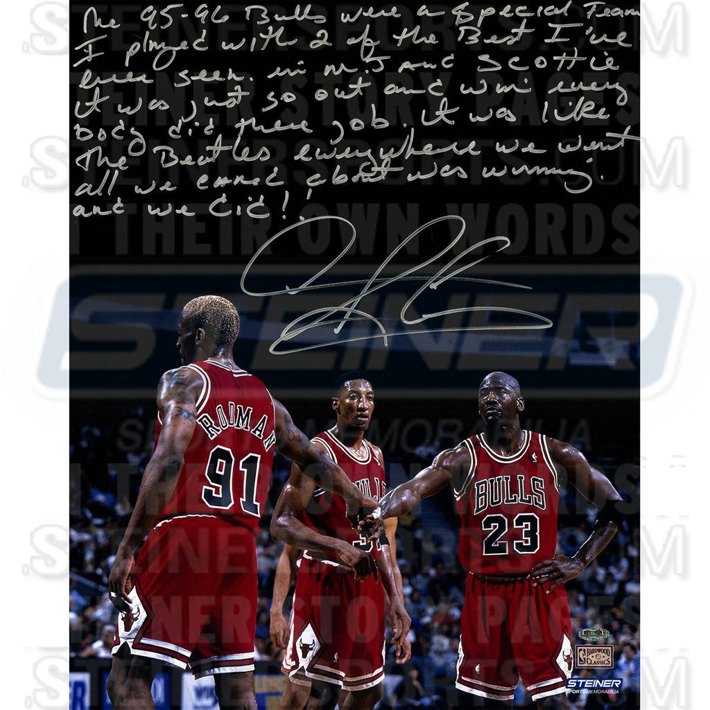 Dennis Rodman Bulls Signed 16x20 Story Photo about 95-96 Team