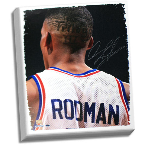 Dennis Rodman Close up Trilogy Haircut signed 20x24 Canvas