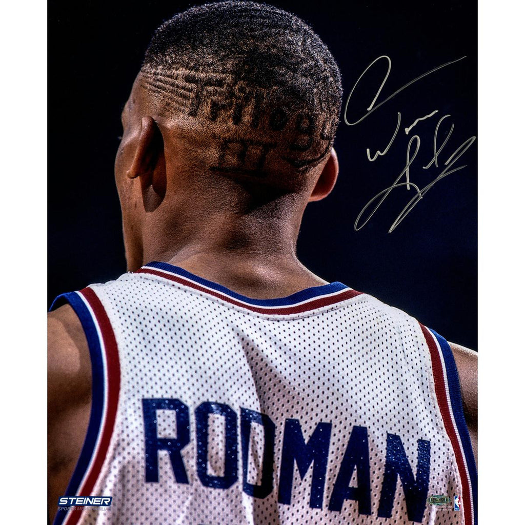 Dennis Rodman Close-Up Trilogy Haircut Signed 16x20 Photo w Worm Insc.