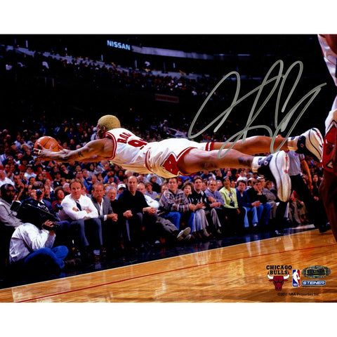 Dennis Rodman Diving Rebound Signed 8x10 Photo