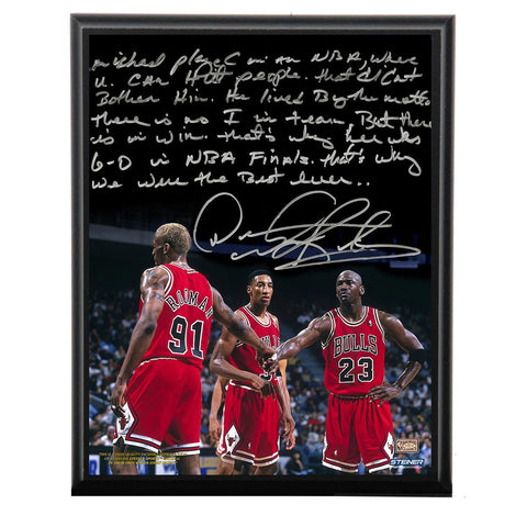 Dennis Rodman Facsimile Playing With Michael Jordan Metallic 8x10 Story Plaque