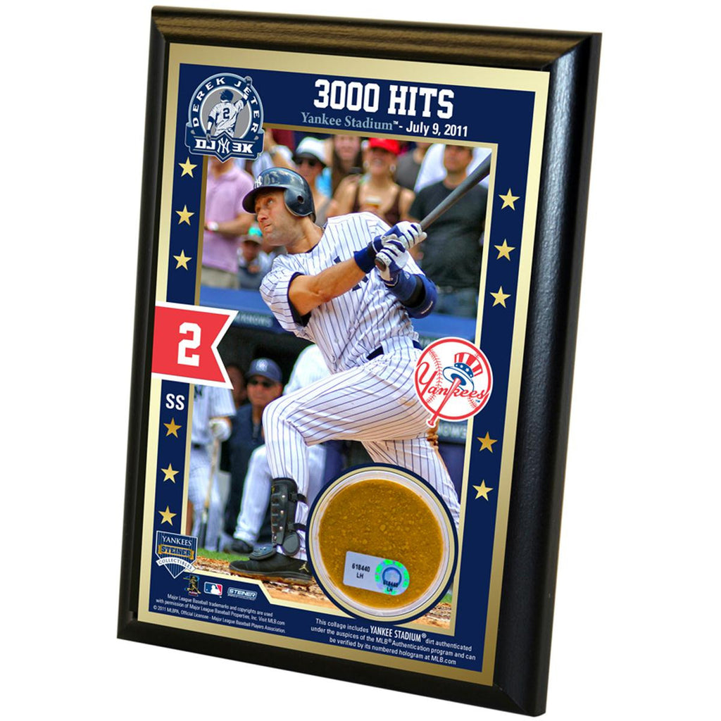 Derek Jeter 3000th Hit 4x6 Dirt Plaque