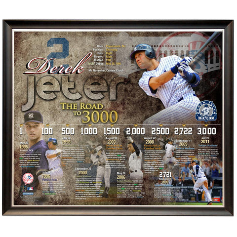 Derek Jeter 3000th Hit Time Line Framed 20x24 Collage