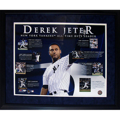 Derek Jeter All Time Yankees Hit Leader Framed 16x20 Text Photo