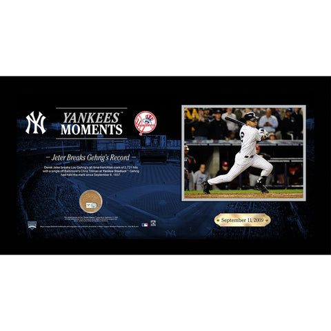 Derek Jeter Breaks Lou Gehrigs Franchise Mark of 2721 Hits 10x20 Collage w Old Yankee Stadium Brick