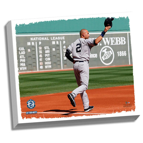 Derek Jeter Career Highlights Background Stretched 22x26 Canvas