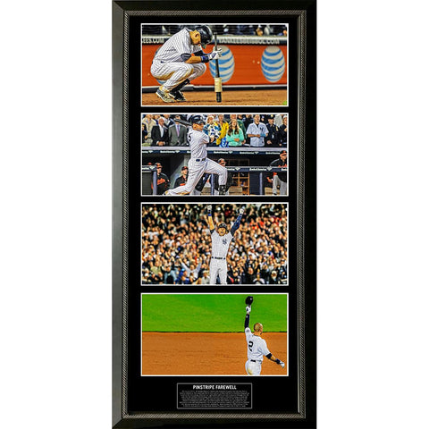 Derek Jeter Farewell Captain Story Board Framed 16.5x39 4 Photo Collage w Engraved Nameplate