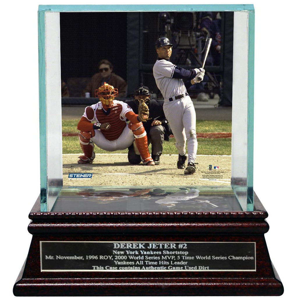 Derek Jeter Moments: 1st Career Homerun Background Glass Single Baseball Case w Nameplate