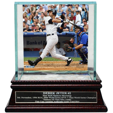 Derek Jeter Moments: 1st Grand Slam Background Glass Single Baseball Case w Nameplate