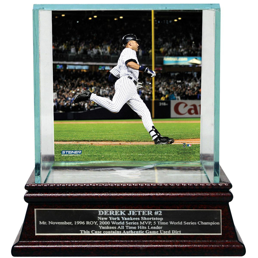 Derek Jeter Moments: Passing Gehrig Background Glass Single Baseball Case w Nameplate