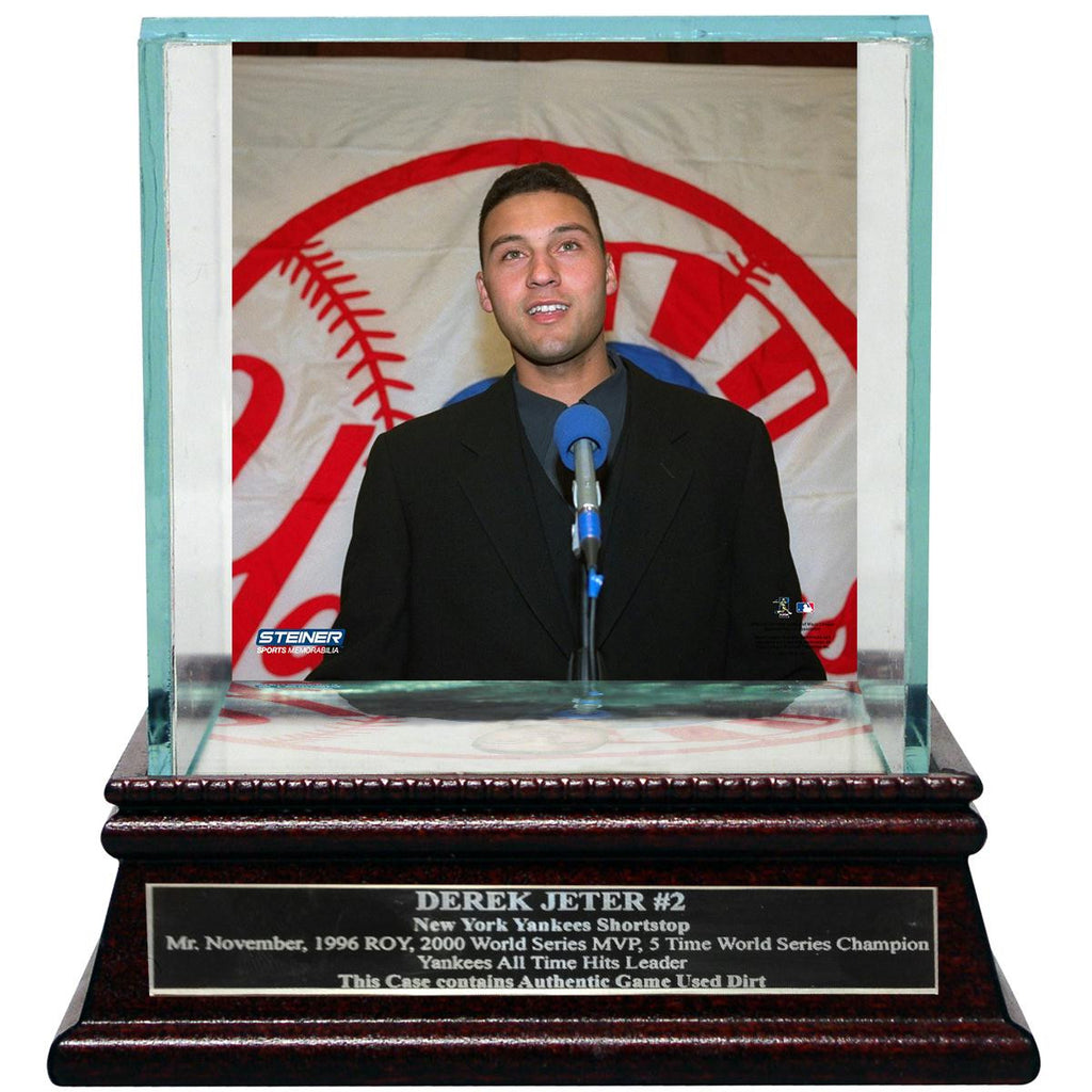 Derek Jeter Moments: Rookie of the Year Background Glass Single Baseball Case w Nameplate