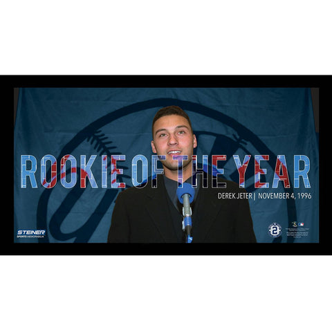 Derek Jeter Moments: Rookie Of the Year Collage Text Overlay Framed 9.5x19 7331 Style