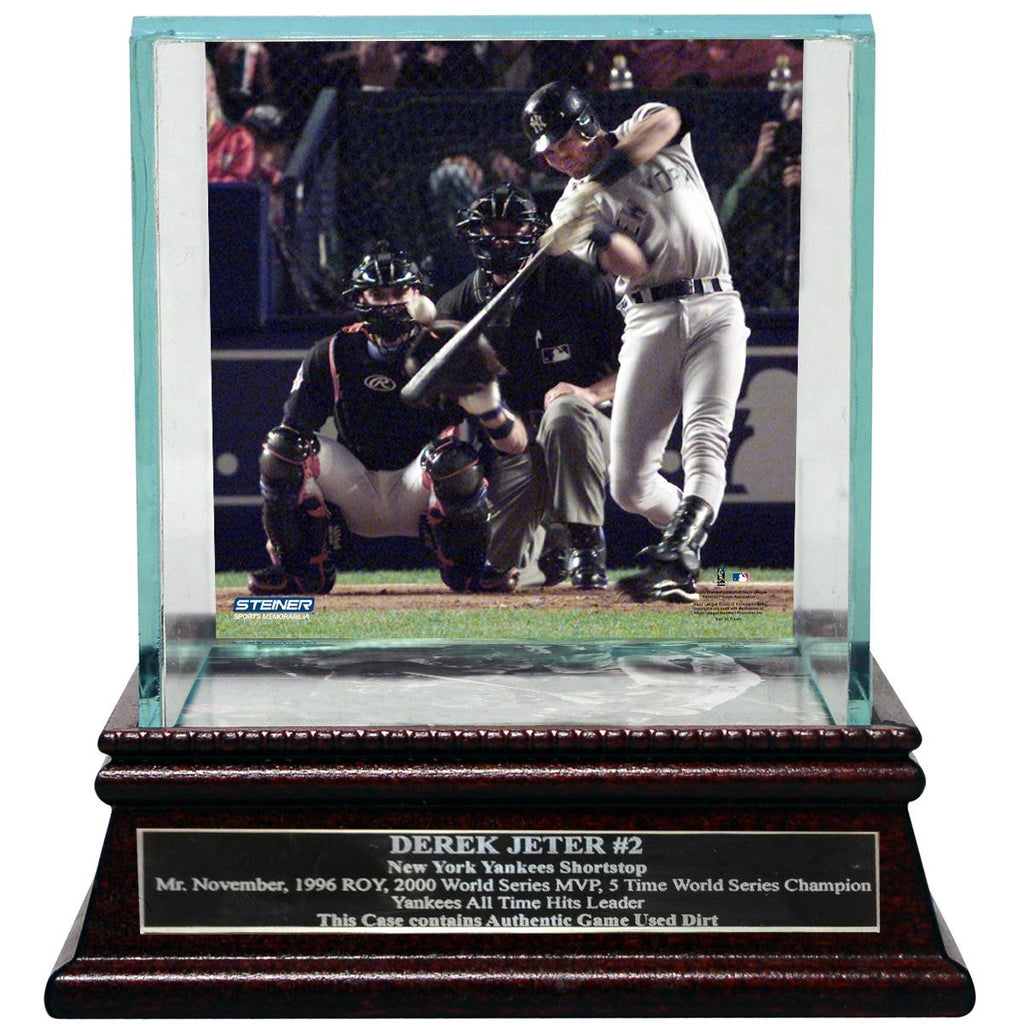 Derek Jeter Moments: World Series MVP Background Glass Single Baseball Case w Nameplate