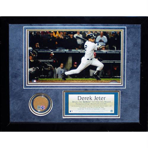 Derek Jeter Most Hits By A Yankee Framed Mini Dirt Collage