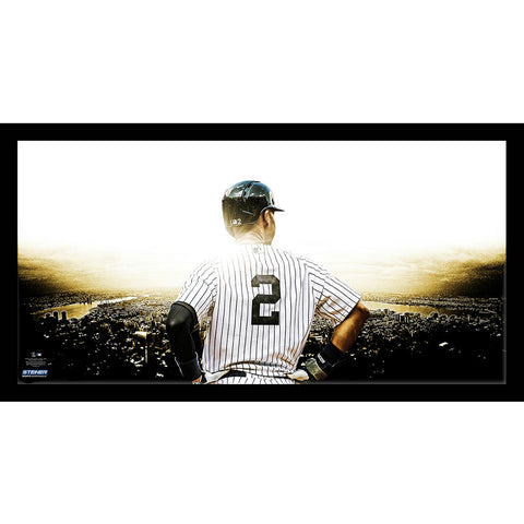 Derek Jeter New York City View Framed 16x32 Photo