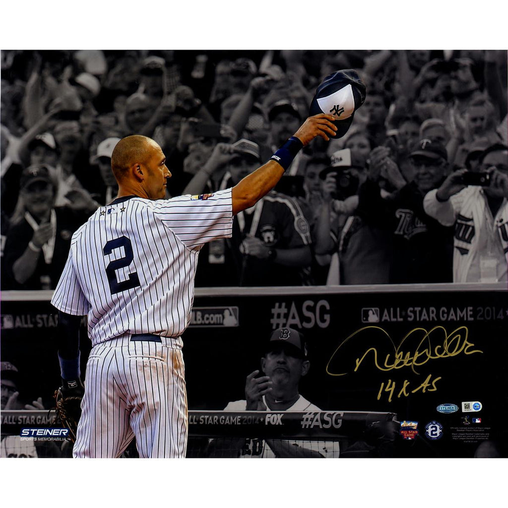 Derek Jeter Signed 2014 All Star Game 16x20 Tip Cap Photo On Metallic w 14x AS Insc. (LE of 22)