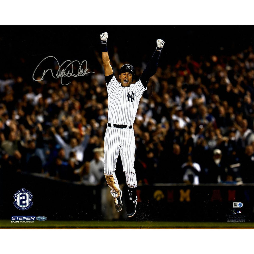 Derek Jeter Signed Celebration after Walk Off 16x20 Photo (MLB Auth)