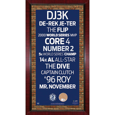 Derek Jeter Subway Sign w Game Used Dirt Framed 16x32 7331 Style