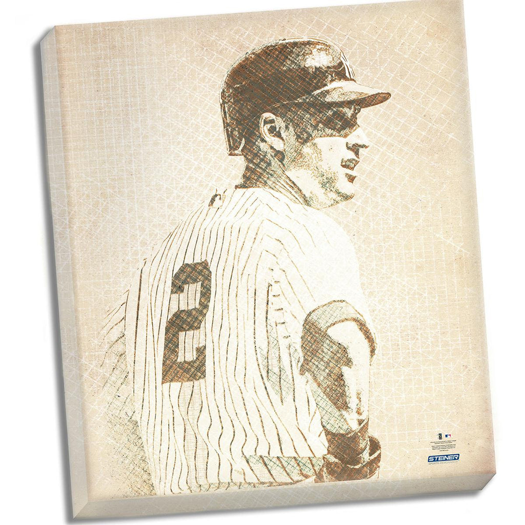 Derek Jeter Vintage Patch Composition 22x26 Stretched Canvas