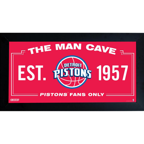 Detroit Pistons Man Cave Sign 10x20 Framed Photo