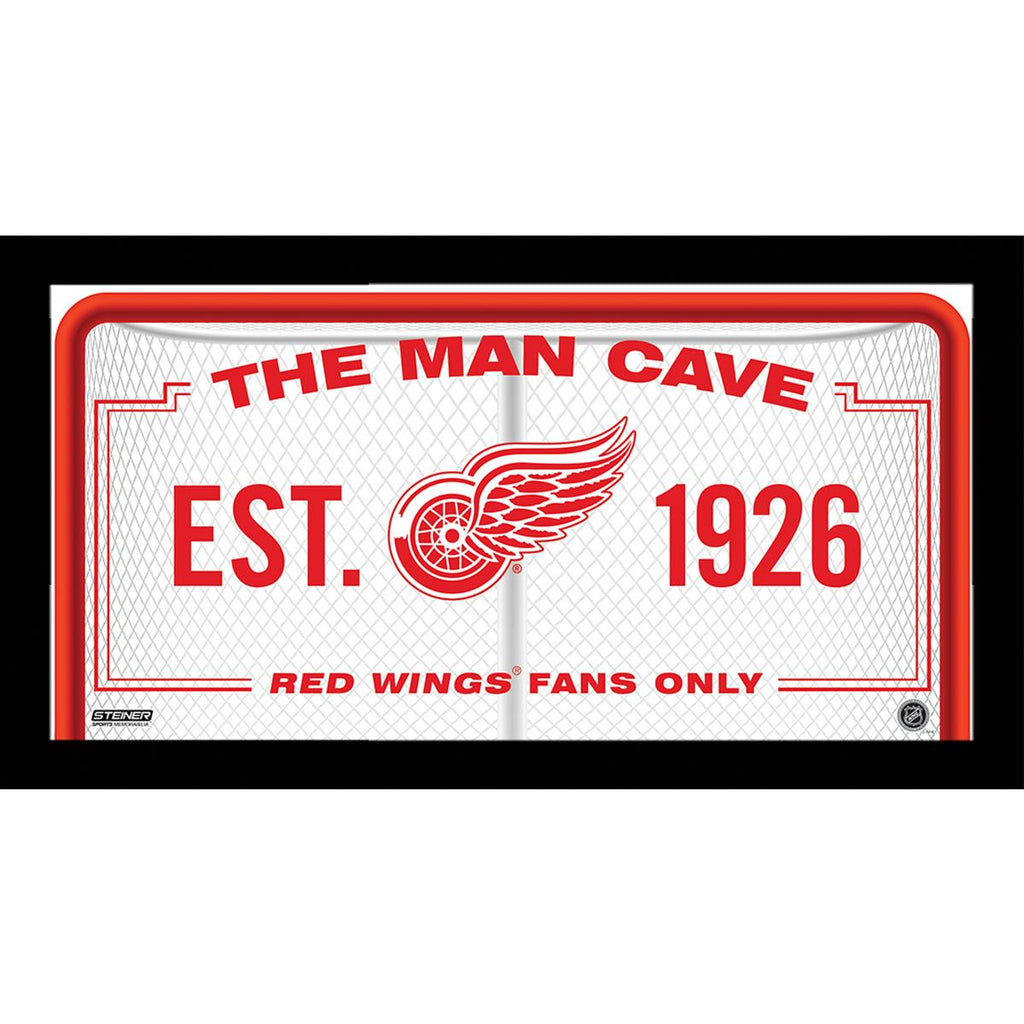 Detroit Red Wings Man Cave Sign 10x20 Framed Photo