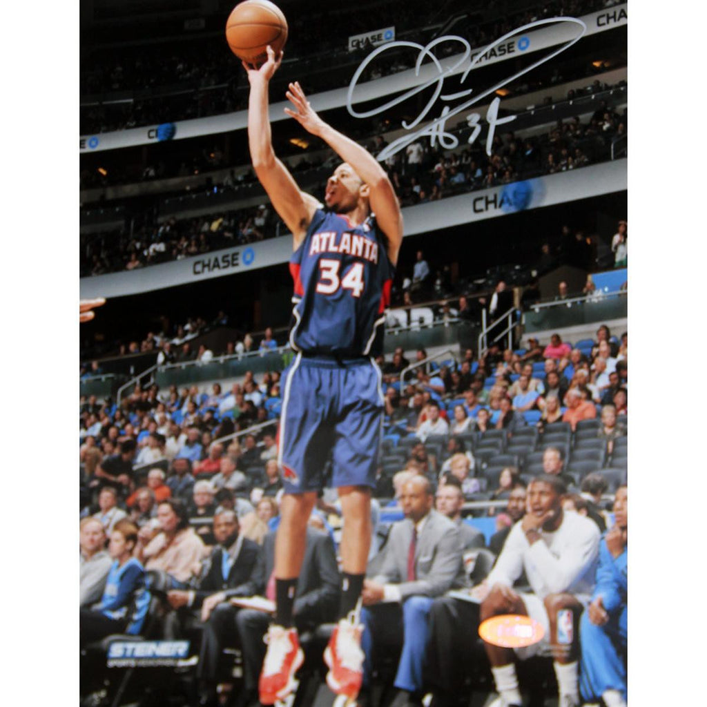 Devin Harris Atlanta Hawks Three Point Shot in Blue Jersey Signed 8x10 Photo