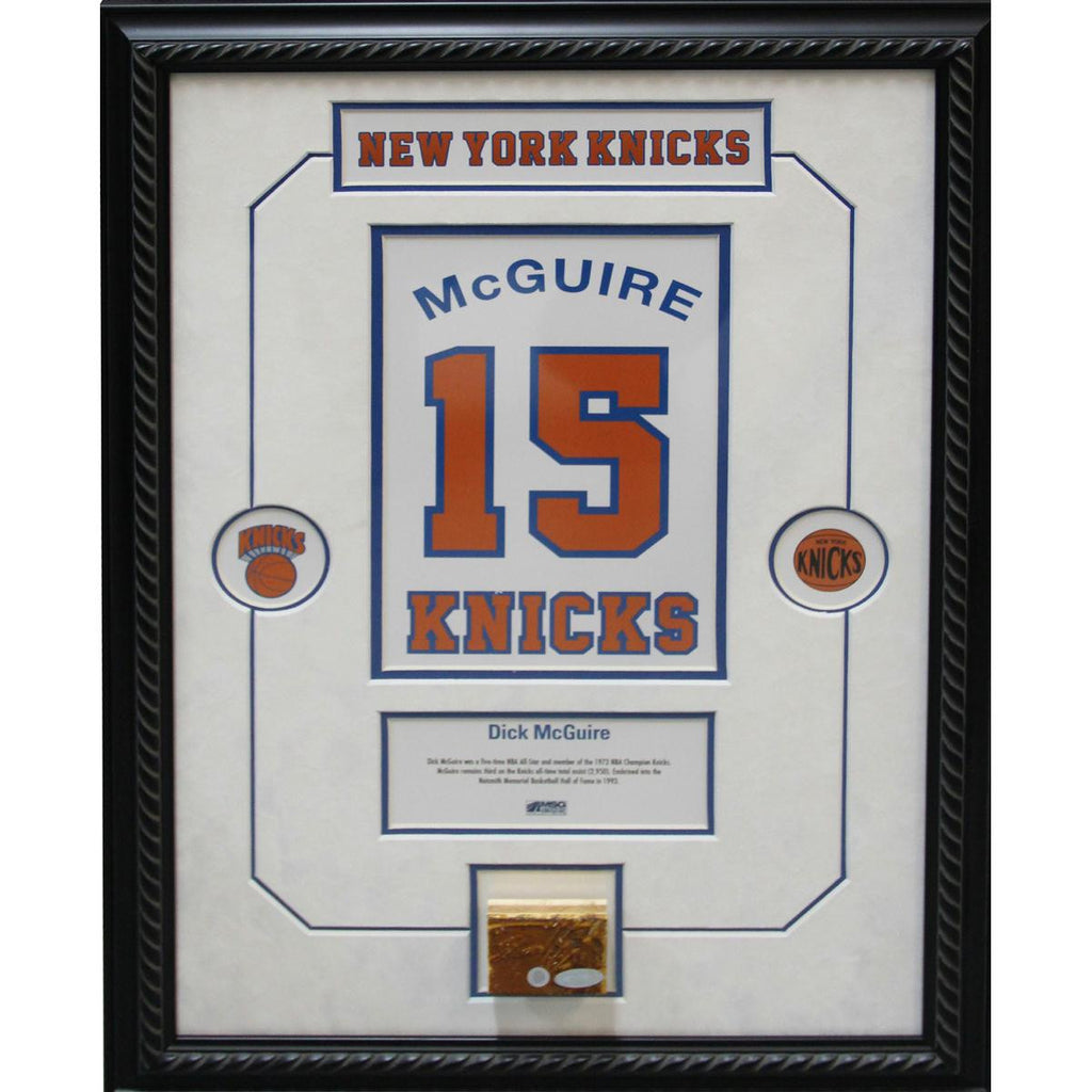 Dick McGuire Retired Number NY Knicks Championship Court Piece 14x20 Framed Collage w Nameplate