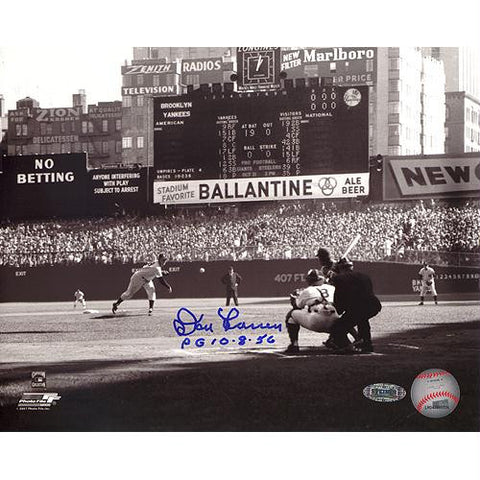 Don Larsen First Pitch BW Horizontal 8x10 Photo w PG 10-8-56 Insc. (MLB Auth)