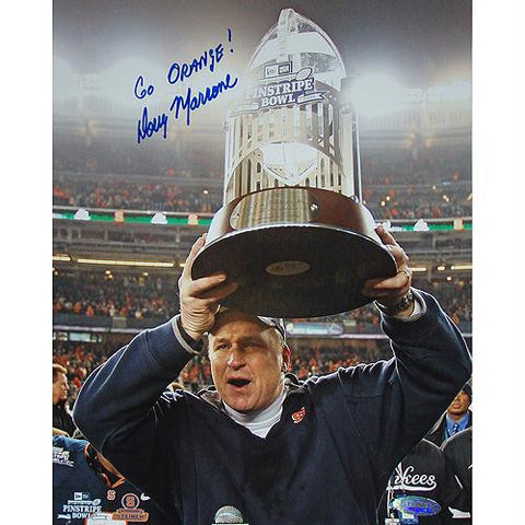 Doug Marrone Holding New Era pins. Bowl Trophy 8x10 Photo w Go Orange Insc.