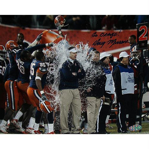 Doug Marrone pins. Bowl Gatorade Bath Horizontal 8x10 Photo w Go Orange Insc.