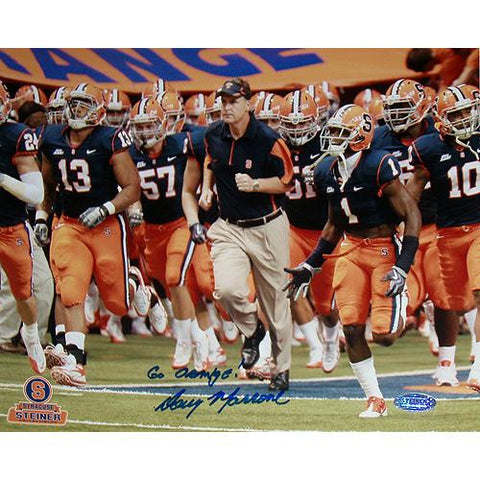 Doug Marrone Syracuse Running on Field with Team Horizontal 8x10 Photo w Go Orange Insc.