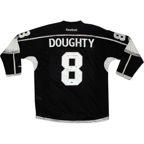 Drew Doughty Signed Los Angeles Kings Black Jersey w Stanley Cup Patch w 14 SC ChampsInsc.