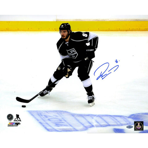 Drew Doughty Signed Los Angeles Kings Skating by 2014 Stanley Cup Logo on Ice 16x20 Photo