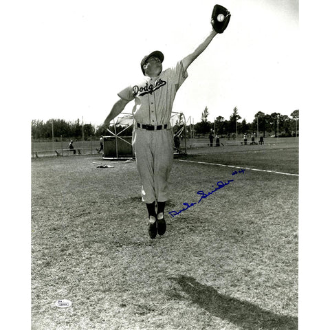 Duke Snider Signed BW Catching 16x20 Photo (JSA)