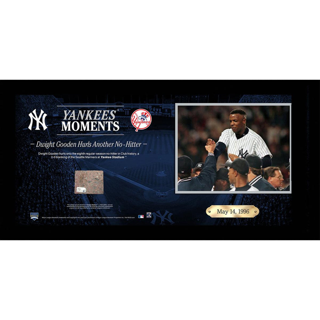 Dwight Gooden Throws Eighth Regular-Season No-Hitter in Yankee History 10x20 Collage w Old Yankee Stadium Brick