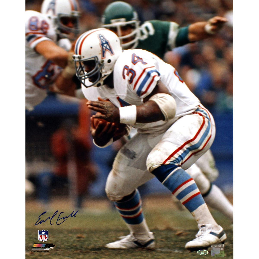 Earl Campbell Signed Houston Oilers Running White Jersey 16x20 Photo