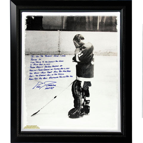 Eddie Giacomin Facsimile Returning to MSG Story Stretched Framed 22x26 Story Canvas