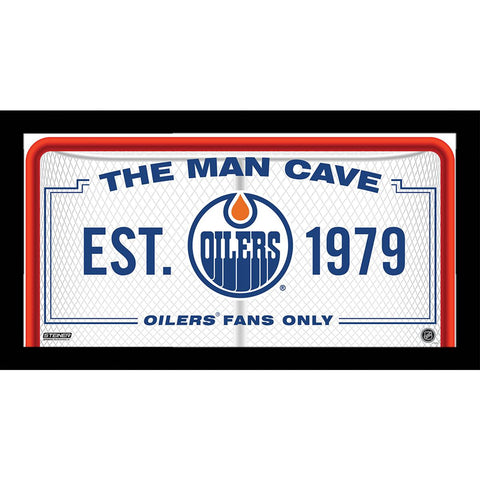 Edmonton Oilers Man Cave Sign 10x20 Framed Photo