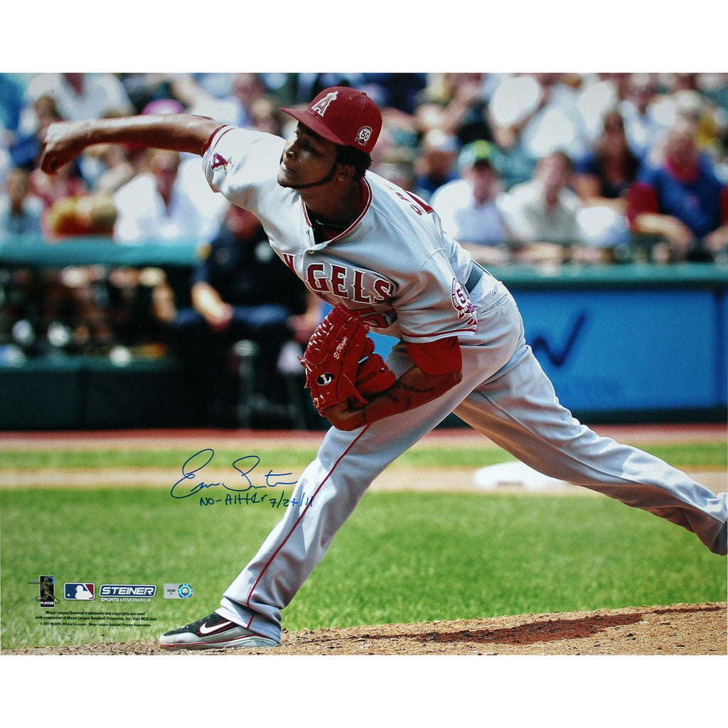 Ervin Santana Angels Road Jersey Pitching Horizontal 16x20 Photo w No Hitter 72711 Insc (MLB Auth)