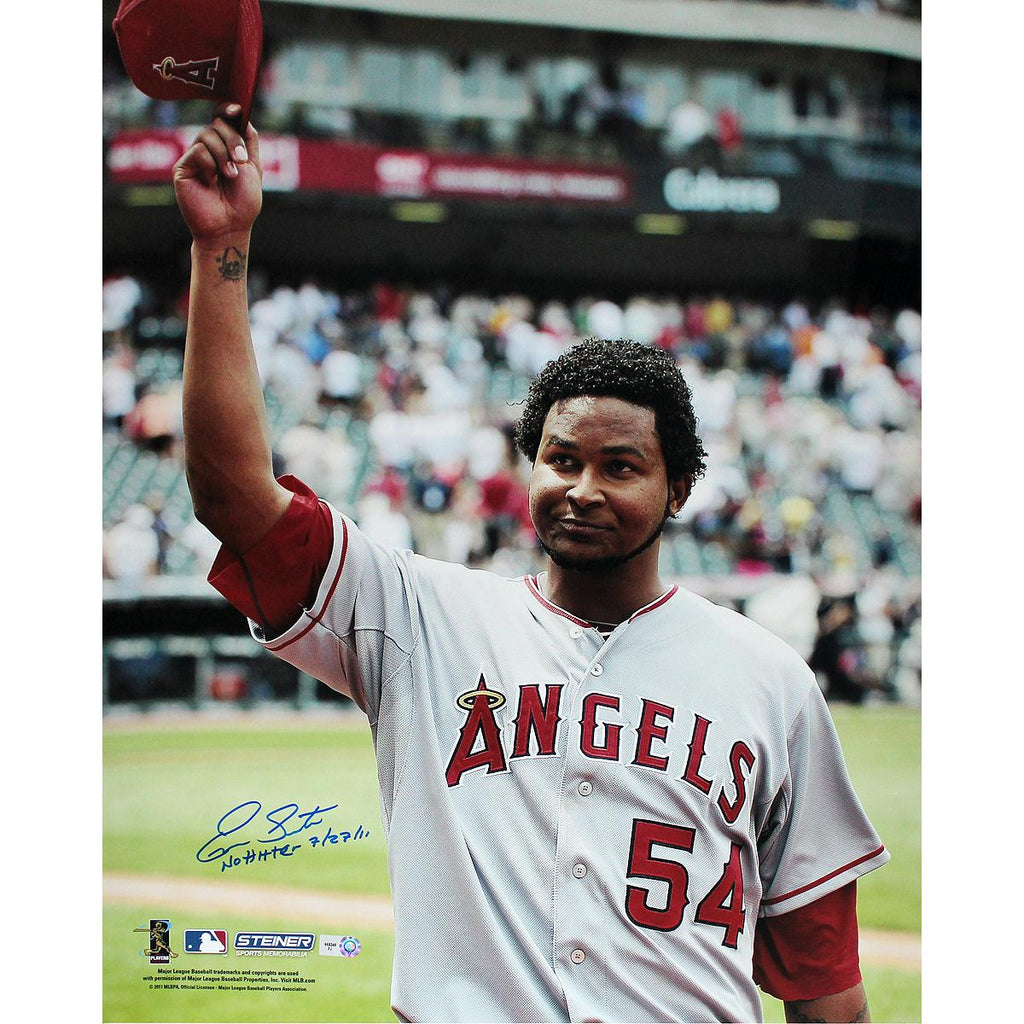 Ervin Santana Angels Road Jersey Salute To The Crowd Vertical 16x20 Photo w No Hitter 72711 Insc (MLB Auth)