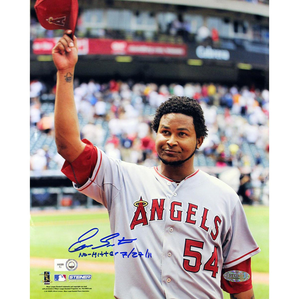 Ervin Santana Angels Road Jersey Salute To The Crowd Vertical 8x10 Photo w No Hitter 72711 Insc (MLB Auth)