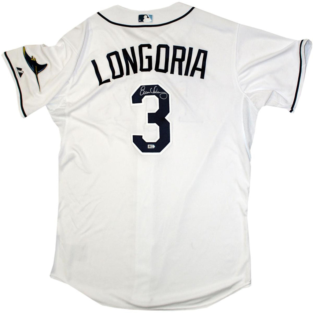 Evan Longoria Rays Authentic White Cool Base Jersey (MLB Auth; Longoria Holo)