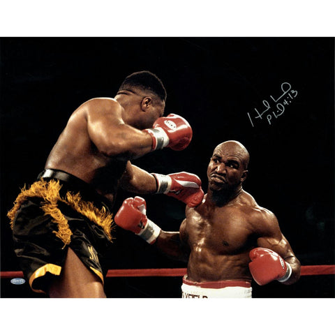 Evander Holyfield right punch against Ray Mercer Signed 16x20 Photo