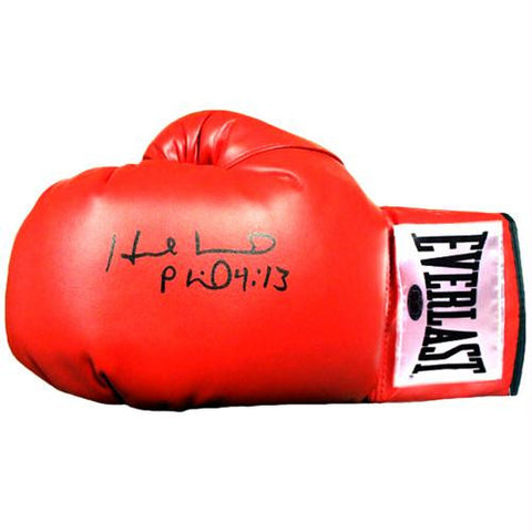 Evander Holyfield Signed Red Boxing Glove (White Everlast Patch)