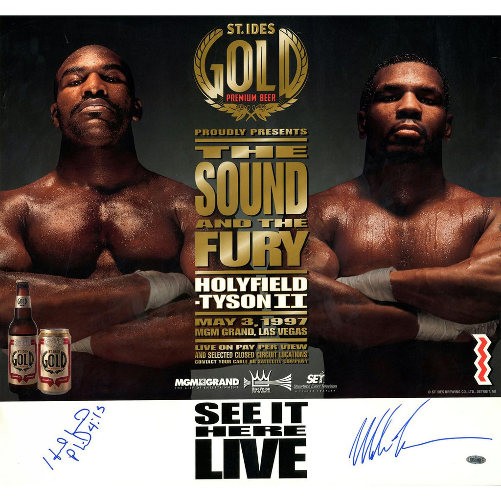 Evander HolyfieldMike Tyson Signed 21x22 Fight Rematch Poster