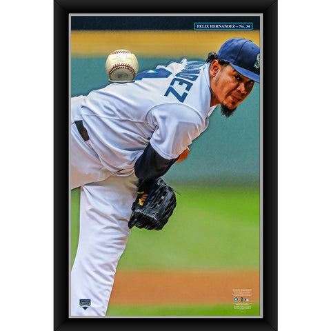 Felix Hernandez 20x32 Baseball Holder Display w Game-Used Baseball (baseball is removable)