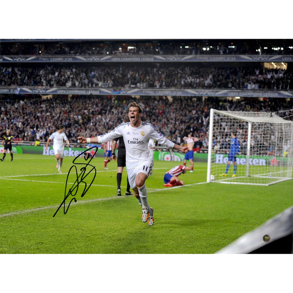 Gareth Bale Signed Real Madrid Celebrating after Scoring Goal vs 12x16 PhotoCopa Del Rey Goal (Icons Auth & Third Party Holo)