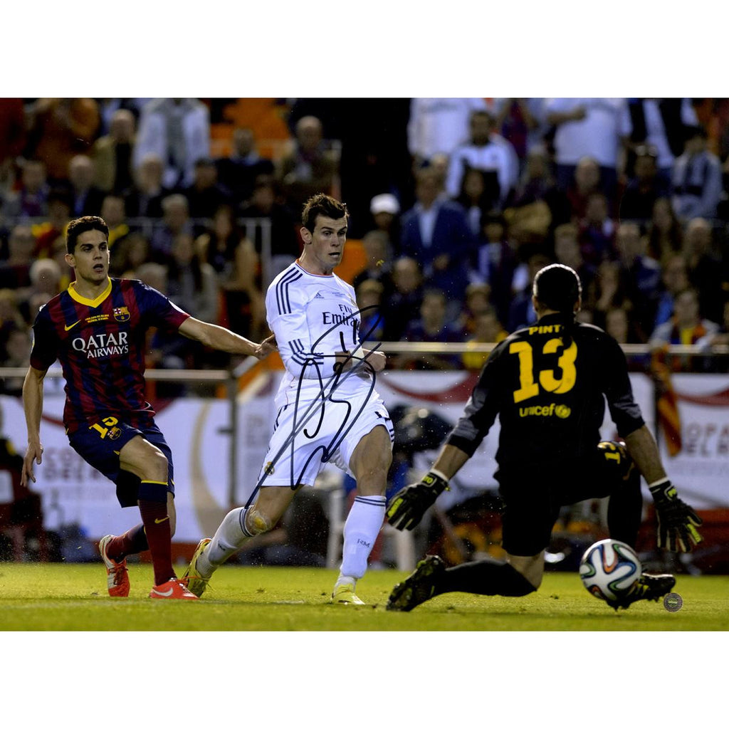 Gareth Bale Signed Real Madrid Scoring Against the Golie 12x16 Photo (Icons Auth & Third Party Holo)